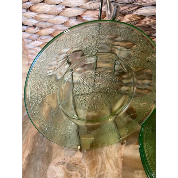 Art Deco Depression Glass 6” Dessert Plates-Glow - Picture 7 of 9